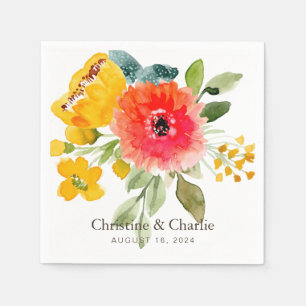 Frühlings-Aquarell-Blumenhochzeit Serviette