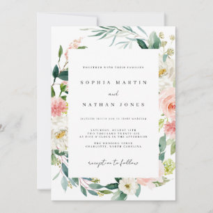 Frühlings-Aquarell-Blumenhochzeits-Einladung Einladung