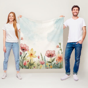 Frühlings-Aquarell Fleecedecke