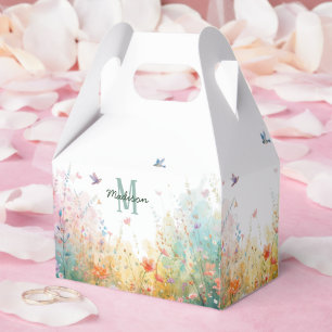 Frühlings-Aquarell-Vögel Florales Monogramm Wildbl Geschenkschachtel