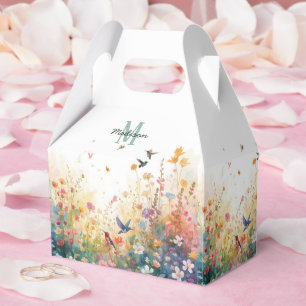 Frühlings-Aquarell-Vögel Florales Monogramm Wildbl Geschenkschachtel