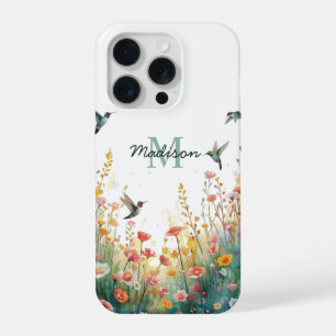 Frühlings-Aquarell-Vögel Florales Monogramm Wildbl iPhone 15 Pro Hülle