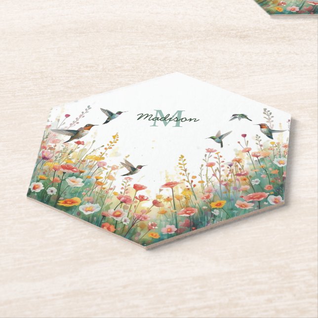 Frühlings-Aquarell-Vögel Florales Monogramm Wildbl Untersetzer (angewinkelt)