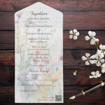 Frühlings-Aquarell-Wildblumen mit QR-Code