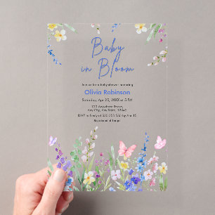 Frühlings-Baby-Party 'Baby in Bloom' Acryleinladungen