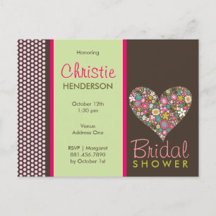 Frühlings-Blumen-Herz-Brautparty-Postkarte Einladungspostkarte