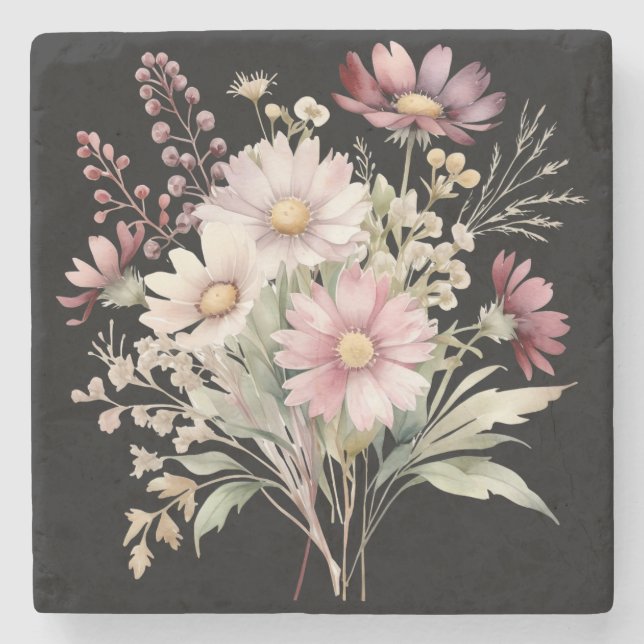 Frühlings-Blumen-Hochzeit Steinuntersetzer (Vorderseite)
