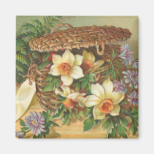 "Frühlings-Blumen-Korb" Vintag Magnet