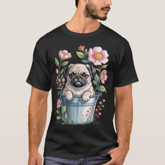 Frühlings-Blumen-Mops - Hundebesitzer Haustier-Tra T-Shirt