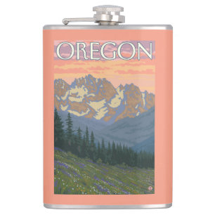 Frühlings-Blumen-Vintages Reise-Plakat Flachmann