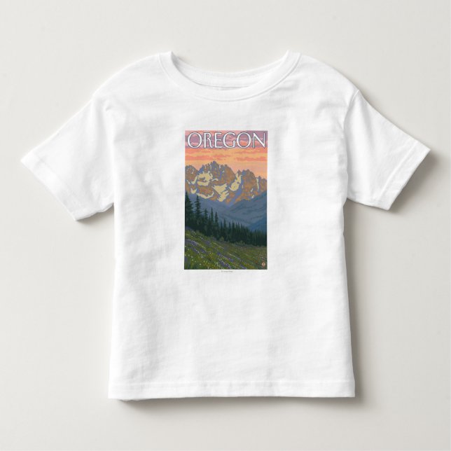 Frühlings-Blumen-Vintages Reise-Plakat Kleinkind T-shirt (Vorderseite)