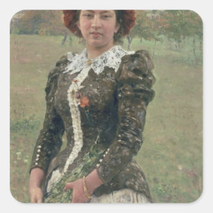 Frühlings-Blumenstrauß Quadratischer Aufkleber