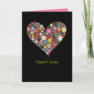 Frühlings-Blumenvalentine-Herz-Hochzeit laden Einladung