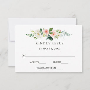 Frühlings-Blush-Blumen-Hochzeits-RSVP-Karte RSVP Karte