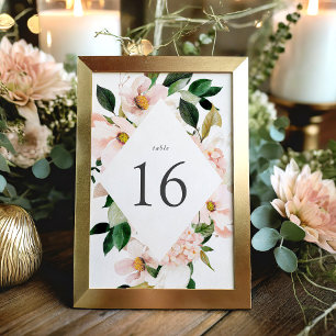 Frühlings-Blush-Blumenrahmen-Hochzeit Tischnummer