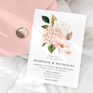 Frühlings-Blush-Blumenstrauß-Hochzeit Einladung