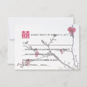 Frühlings-Empfang Doppeltes Glück Kirschblüte RSVP Karte