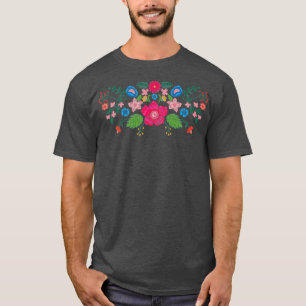 Frühlings-Faux-Bestickte-Blumen-Mexikanischer-Appl T-Shirt