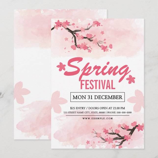 Frühlings-Festival-Flyer-Schablone Einladung (Vorne/Hinten)