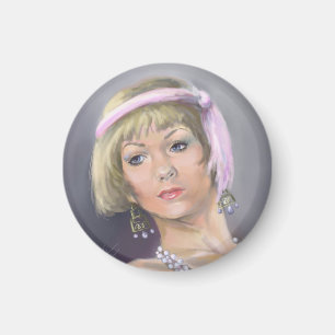 Frühlings-Flapper-Porträt-Magnet Magnet