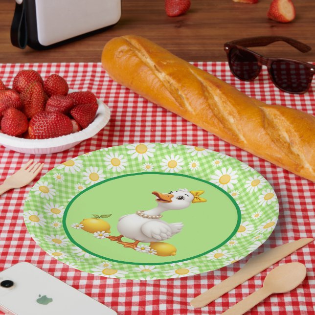 Frühlings-Gänseblümchen-Gans Pappteller (Picknick)