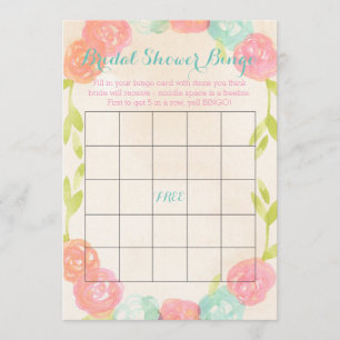 Frühlings-Garten-BlumenBrautparty-Bingo-Karten Einladung