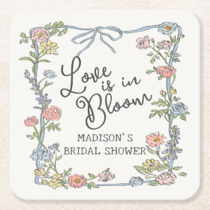 Frühlings-Gartenparty Pastellfarbene Blumige Hochz Rechteckiger Pappuntersetzer