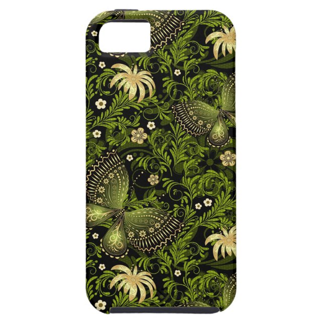 Frühlings Grün-Gold-Muster Case-Mate iPhone Hülle (Rückseite)