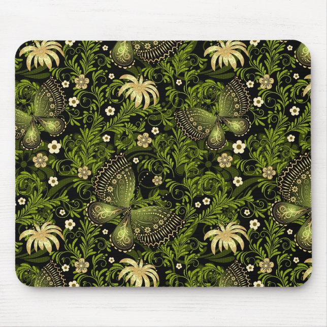 Frühlings Grün-Gold-Muster Mousepad (Vorne)