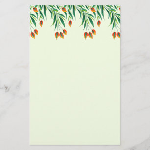 Frühlings-grüne Pflanze mit den orange Knospen Briefpapier