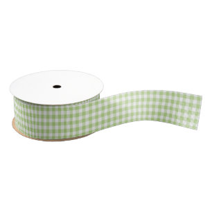 Frühlings-grünes und weißes Gingham-Muster-Band Ripsband