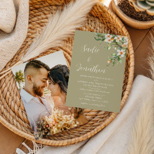 Frühlings-Hochzeits-Einladung mit floralem Foto in Einladung