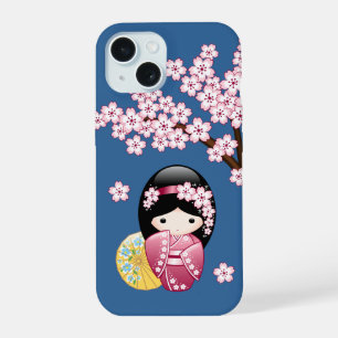 Frühlings-Kokeshi-Puppe - Süße japanische Geisha a iPhone 15 Hülle
