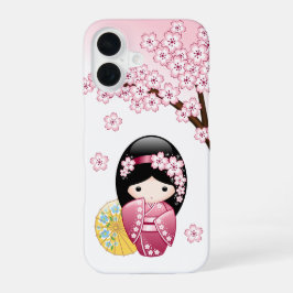 Frühlings-Kokeshi-Puppe - Süße japanische Geisha iPhone 16 Hülle