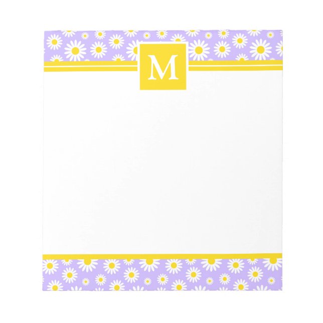 Frühlings-Lila-Daisien-Monogramm Notizblock (Vorderseite)