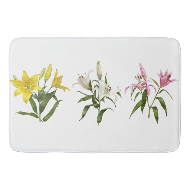 Frühlings-Lilien-Blumengarten Badematte (Vorderseite)