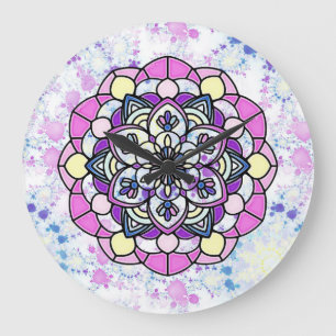 Frühlings-Mandala-Wanduhr Große Wanduhr