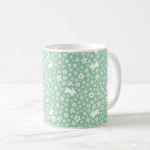 Frühlings-Mintgrüner-Blumen-Hase Kaffeetasse