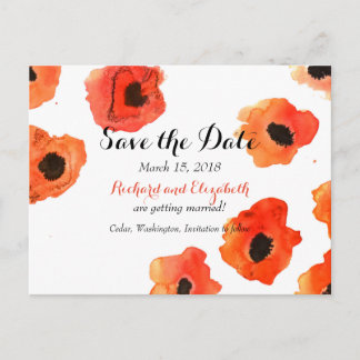 Frühlings-Mohnblumen Hochzeit Save the Date Ankündigungspostkarte