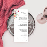 Frühlings-Multi-Color-Menü Menükarte<br><div class="desc">Wow Ihre Gäste mit schönen passenden Hochzeiten oder Party Frühling Multi Color Florals Tall Menus. Es fügt Ihrer Veranstaltung diese zusätzliche Touch von Eleganz und Luxus hinzu. Dieses Menü wurde mit handgemalten Rot-,  Rosa-,  Blau-,  Gelb- und Weißfloralen (oder Blume) in Aquarellfarben hergestellt.</div>