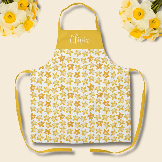 Frühlings-Narzissen-Muster Schürze (Daffodil spring floral kitchen apron)