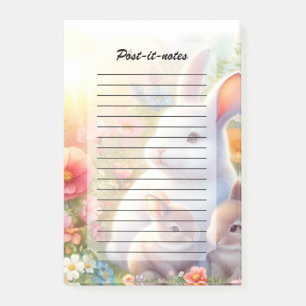 Frühlings-Osterhase-Familie-Blumen-Garten Post-it Klebezettel