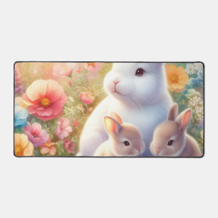 Frühlings-Osterhase-Familie Floral Garten Schreibtischunterlage