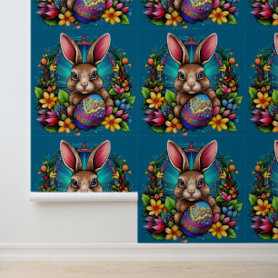 Frühlings-Osterhase Florale Textur Tapete