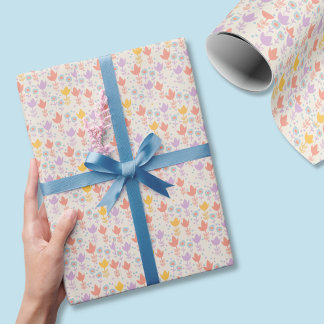 Frühlings-Pastell-Blumen Rosa Lila Gelb Creme Geschenkpapier