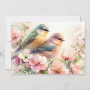 Frühlings-Pastell-Süße-Liebes-Vögel-Blüten-Blumen Ankündigung