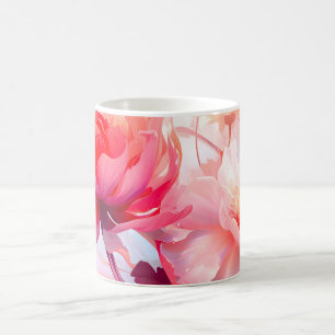 Frühlings-Pfingstrosen-Blüten-Garten-Aquarell Kaffeetasse