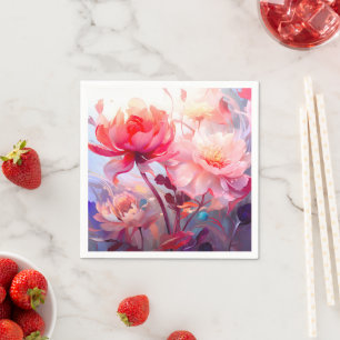 Frühlings-Pfingstrosen-Blüten-Garten-Aquarell Serviette