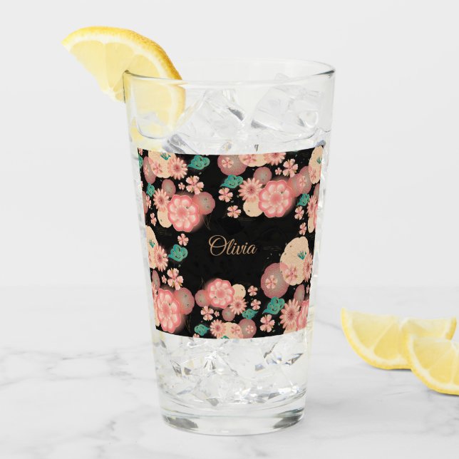 Frühlings-Pfirsich-Blumen-Garten-Blumendekoration Glas (Vorderseite Ice)