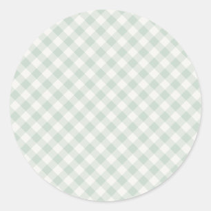 Frühlings-Retro-Gingham   Gedämpfter Salbei Runder Aufkleber